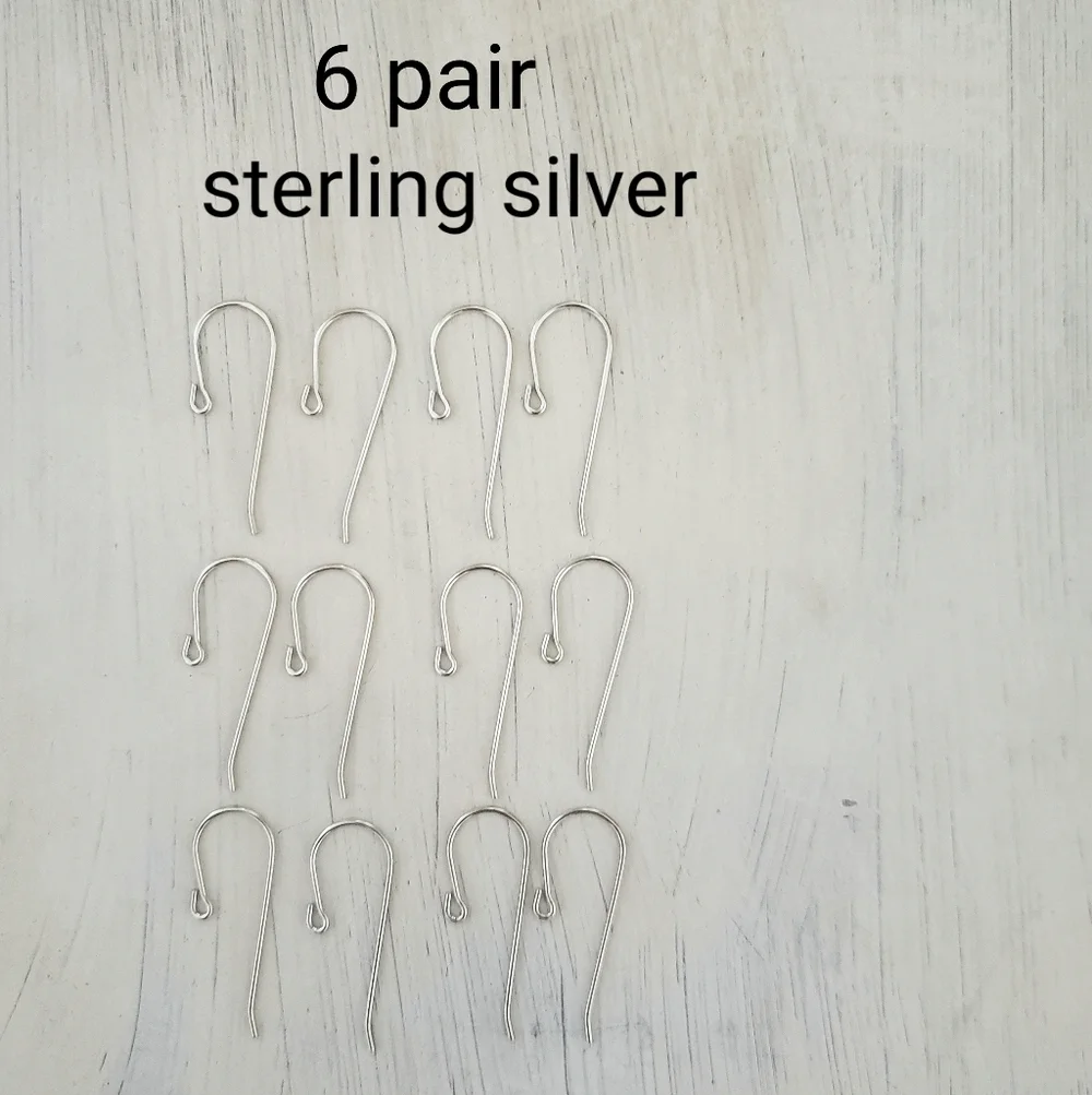 12 Solid Sterling Silver Ear Wires